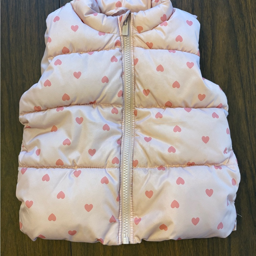 Old Navy Light Pink Heart Puffer Vest 18-24 Month